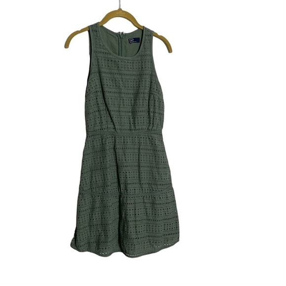 Gap Olive Green Eyelet Dress 0 - Picture 1 of 6